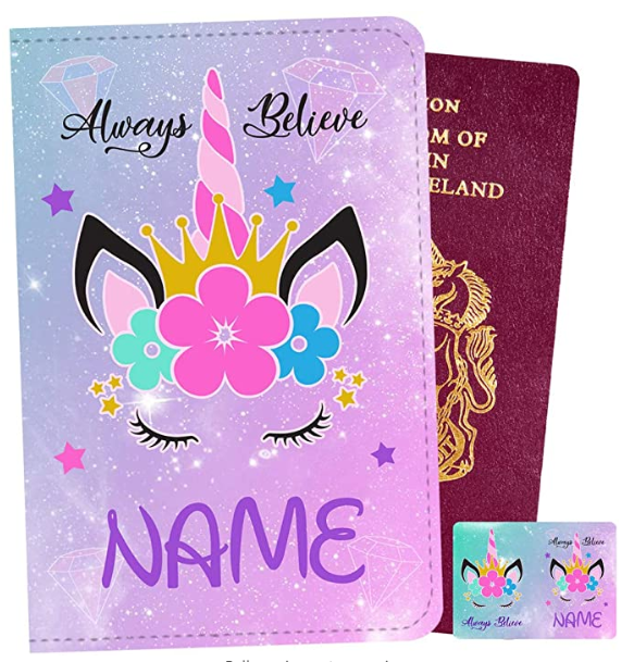 Cute Women Passport Horder PU Leather Crown Passport Cover Travel Unicorn  Passport Book Holder For Girls Teens Christmas Gift (Crown)