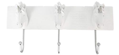 Silver & White Unicorn Wall Mounted Hooks