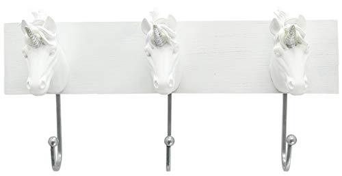 Set of 3 Unicorn Hooks | Wall Mounted | White & Silver