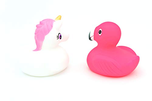 Set Of 2 Rubber Ducks | Unicorn & Flamingo | Bath Toy 