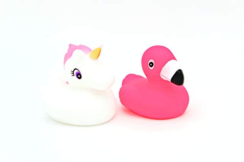 Set Of 2 Rubber Ducks | Unicorn & Flamingo | Bath Toy 