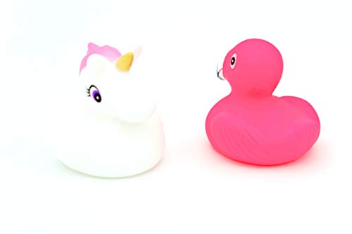 Set Of 2 Rubber Ducks | Unicorn & Flamingo | Bath Toy