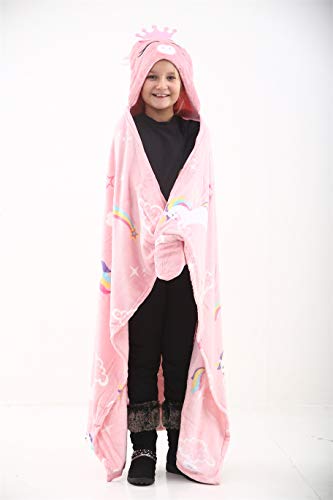 Soft & Cosy Unicorn Rainbow Throw | Kids Hoodie Blanket |110 x 140 cm