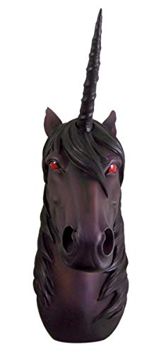 Deep Purple Gothic Evil Red Eyed Unicorn Head Wall Mount 15 3/4 Inch