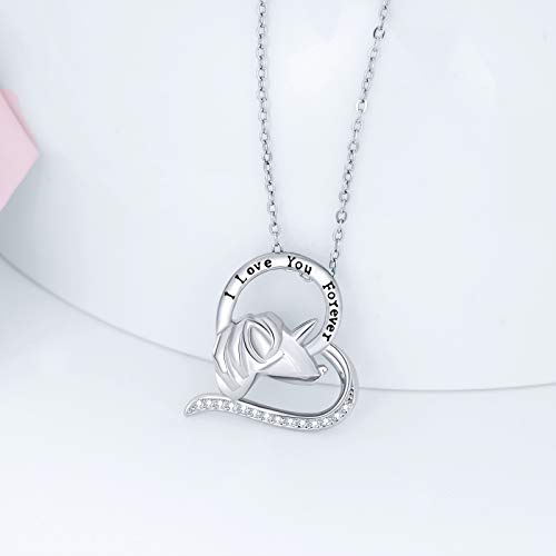 Silver Unicorn Heart Necklace | Gift Idea 