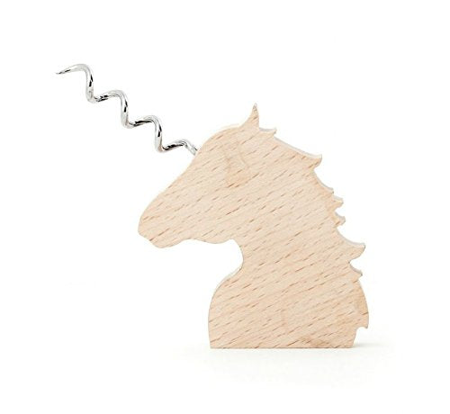Kikkerland Beech Wood Stainless Steel Unicorn Wooden Corkscrew
