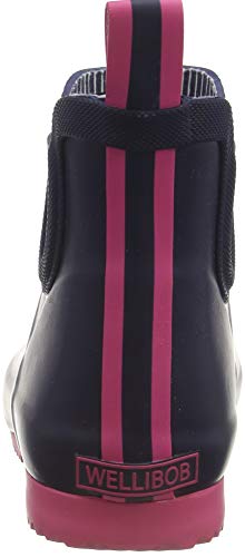 Joules Girls' Navy Unicorn Wellibob Wellington Boots, Blue