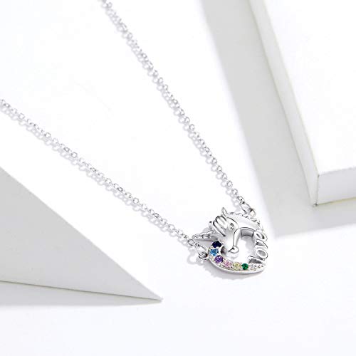Unicorn Crystal Heart Necklace 