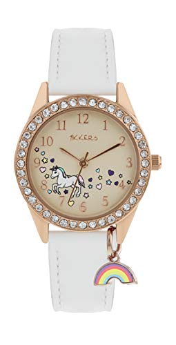 TIKKERS Unicorn Rainbow Charm Watch - Rose Gold, White