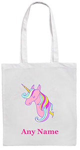 Personalised Pink Unicorn Shopping/Tote Shoulder Bag