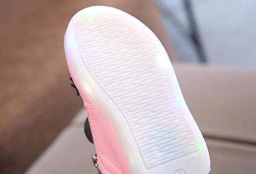 Unicorn LED Luminous Crystal Bow Boots Baby Zipper High Top Sneaker for Girls, Toddler