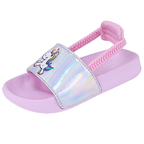 Holographic Girls Sliders | Unicorn Design | Pink