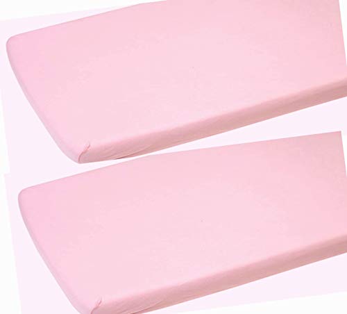 2 x Junior Bed | Toddler Bed Fitted Sheets | 100% Cotton Fitted Sheets | 160 x 70 cm. (Pink)
