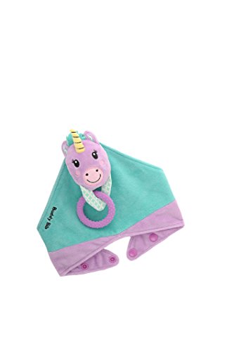 Unicorn | 3 in 1 Bandanna Dribble Bib - Sensory Toy, Teething Ring, Dummy Holder