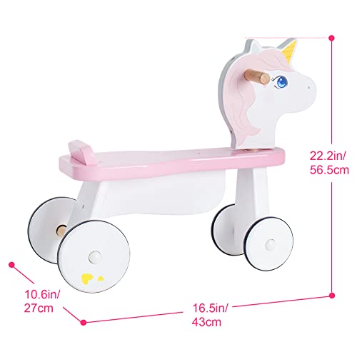 Wooden Unicorn Push Along Ride On