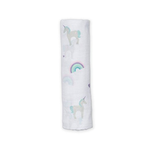 White & Lilac Unicorns Muslin