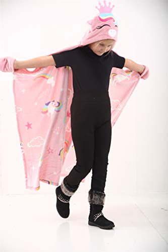 Pink Unicorn Hooded Blanket For Children