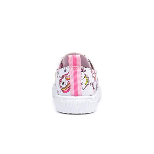 Girls Kids Silver and Pale Pink Glitter Unicorn Skater Trainers Slip on Shoes