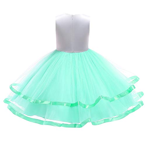 Girls Mint Green Unicorn Dress | Sleeveless Princess Rainbow Tutu Skirt | Fancy Dress