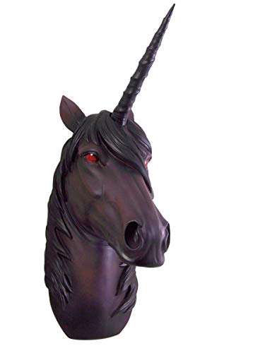 Deep Purple Gothic Evil Red Eyed Unicorn Head Wall Mount 15 3/4 Inch