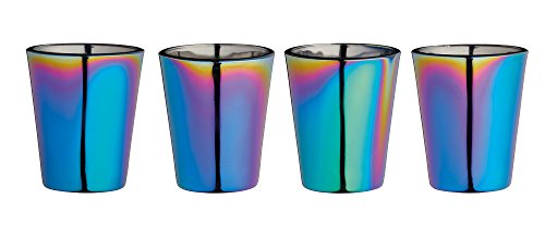 BarCraft Metallic Rainbow Iridescent  Shot Glasses, 50 ml (2 fl oz), Set of 4