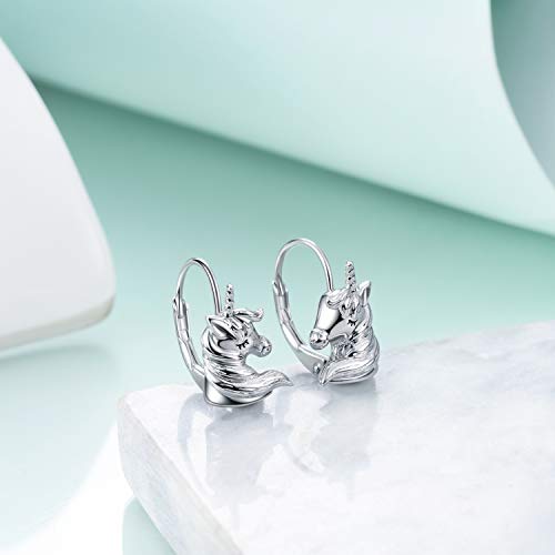 Silver Unicorn Earrings Gift Idea Women 
