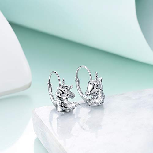 Silver Unicorn Earrings Gift Idea Women