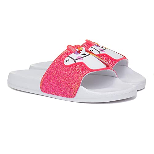Unicorn Girls Sliders | Glittered Pink