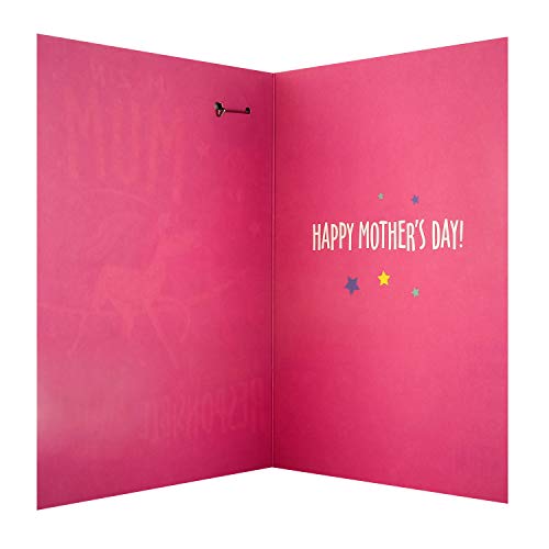 Mother's Day Card | For Mum | Neon Unicorn With Badge | Hallmark