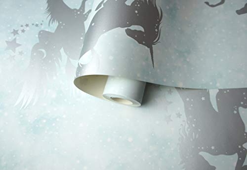Iridescent Unicorns Teal/Silver Wallpaper | Holden Decor  (90950)