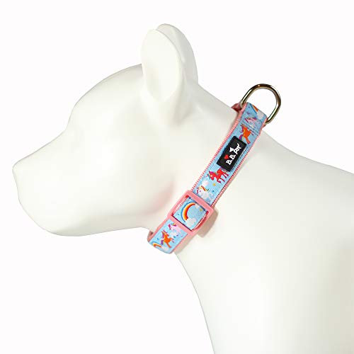 Rainbow & Unicorns Pink Dog Collar 