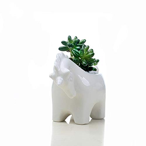 White Ceramic Unicorn Succulent Plant Pot Flower Planter