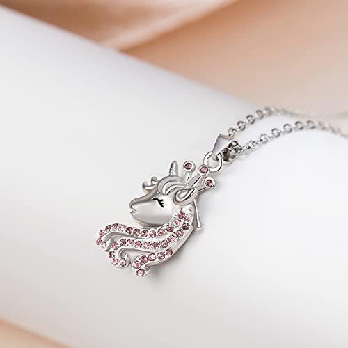 Unicorn Necklace | Silver & Pink Cubic Zirconia