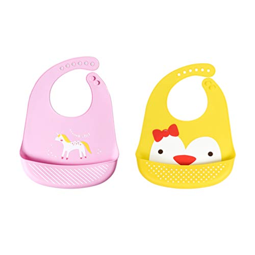 2 Pack Unicorn Chick Silicone Food Catcher Bibs