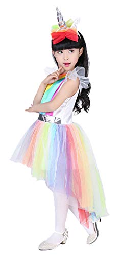 Girls Unicorn Party Dress Rainbow Unicorn Headband and Dress 3-5 Years