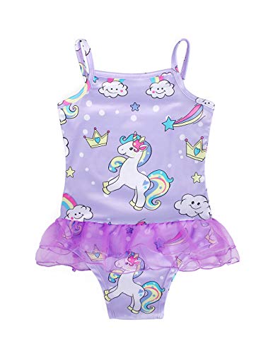 Lilac Girls Unicorn One Piece Swimming Costume Kids
