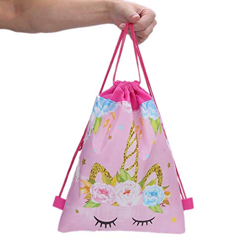 Drawstring Unicorn Party Bags Pink