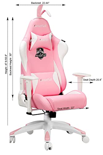 Pink & White AutoFill Gaming Chair | Kawaii Style | Rabbits Ears 