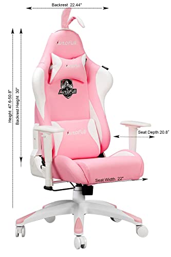 Pink & White AutoFill Gaming Chair | Kawaii Style | Rabbits Ears