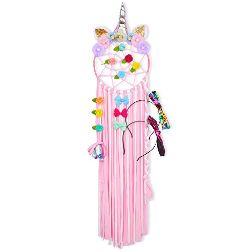 Girls Unicorn Headband Holder | Hair Bow Holder | Hair Clips Organizer | Pink