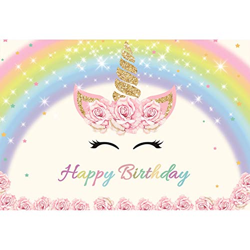 Unicorn 'Happy Birthday' Backdrop Studio Props Photography Backdrops