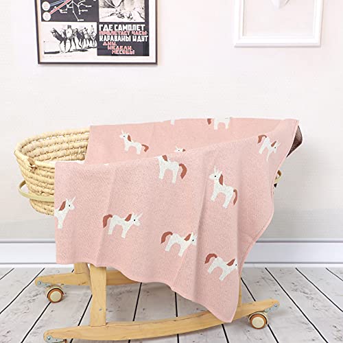 Pink Unicorn Knitted Babies Blanket