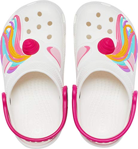 Girls Unicorn Crocs | Pink & White 