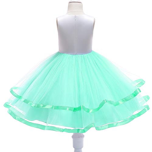 Girls Mint Green Unicorn Dress | Sleeveless Princess Rainbow Tutu Skirt | Fancy Dress