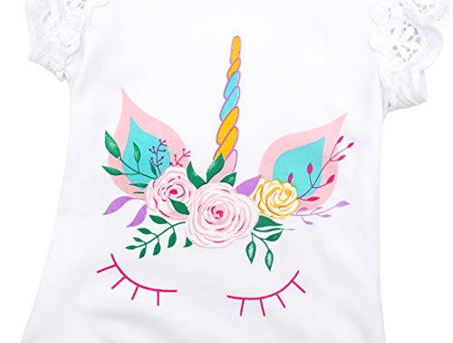 Floral Unicorn Girls Birthday Outfit