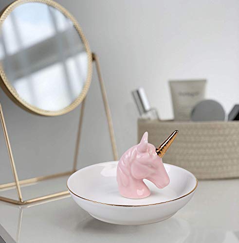 Ceramic White & Pink, Gold Trinket Holder