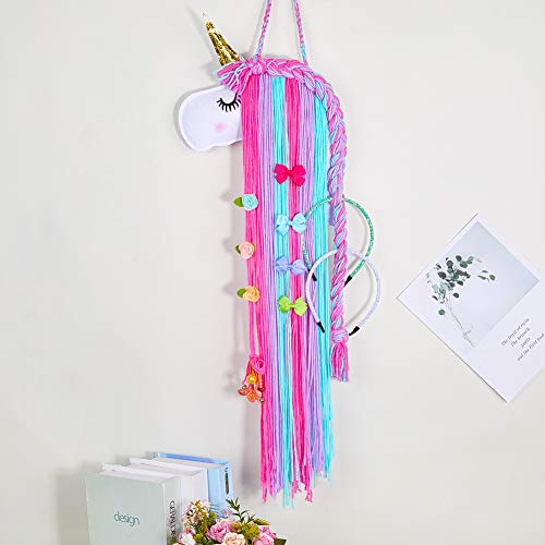 Rainbow Unicorn with Gold Horn Hair Clips & Bows Organiser