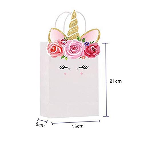 20 Floral Unicorn Party Gift Bags | Party Favour Bags with Handle