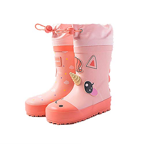 Children's Wellies | Cute 3D Unicorn Waterproof Wellington Boots | Coral