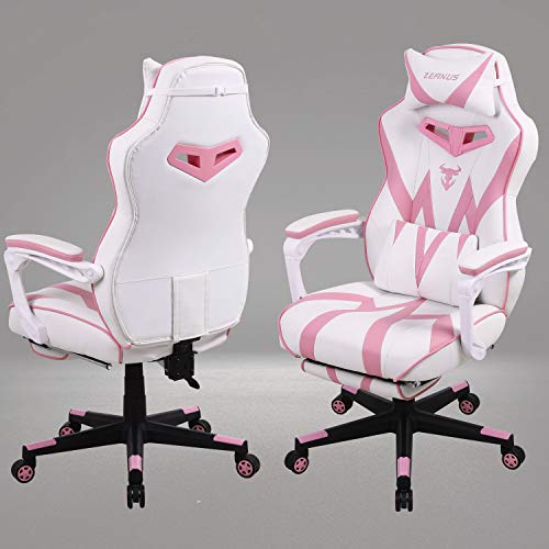 Zeanus | Pink & White Gaming Computer Chair 